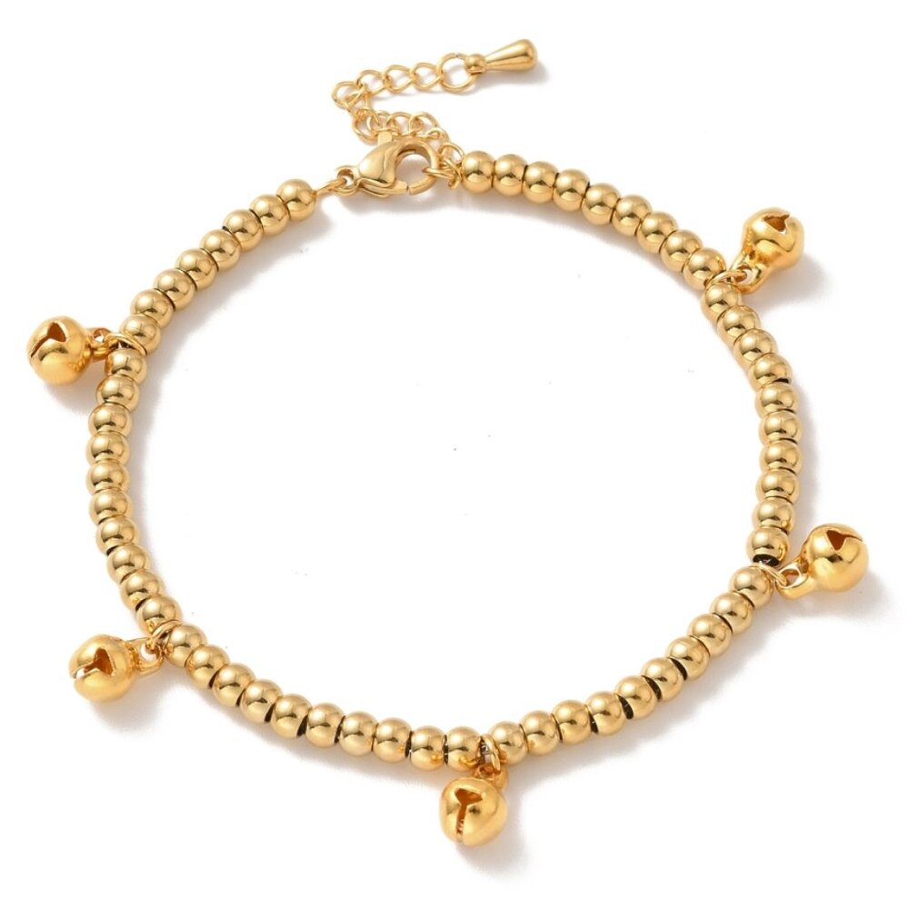HUGE SALE π5/$25π Golden Stainless Steel Bell dangle beaded Charm Bracelet